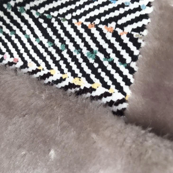 Stripe Brushed Fabric With Fur